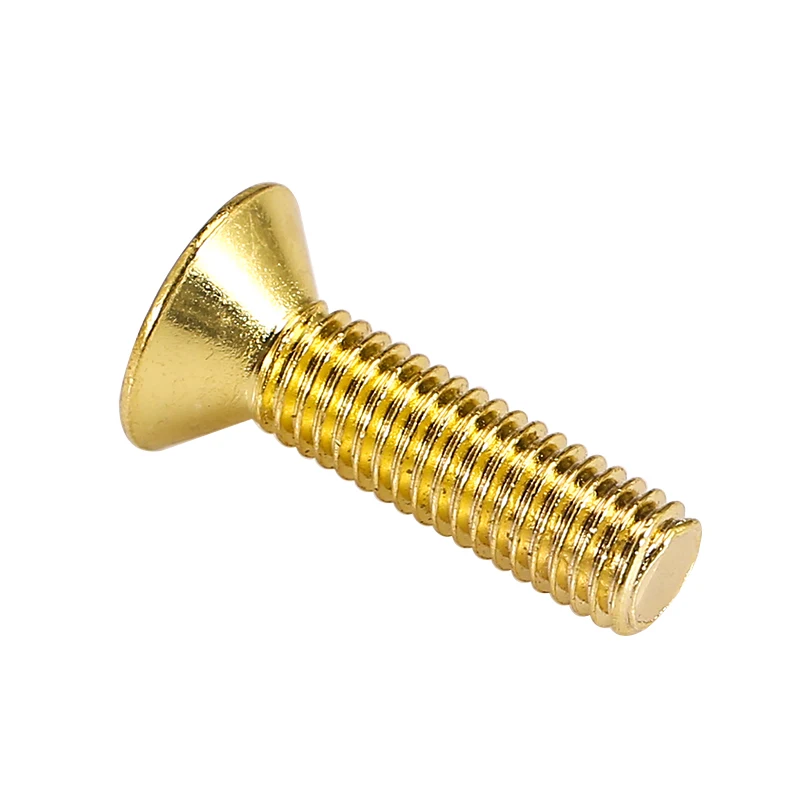 M6  M8  10.9/12.9 Grade Gold Titanium Plated Countersunk Head Hexagonal Screw Flat Head Tuhao Gold Imitation Gold Screw