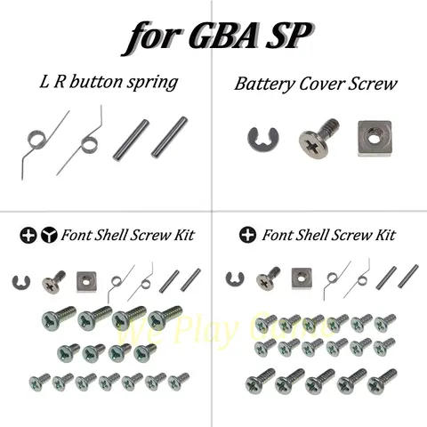 1/5/10/50/100SET Replacement For GBA SP L R Buttons Springs Battery Cover Screw Y&+Font Shell Screw Kit