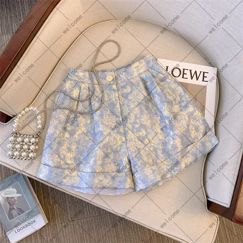 

2024 Women's Summer Fashion Thin Tie-dye Print Shorts Female High Waist Wide-leg Shorts Ladies Loose Casual Short Pants