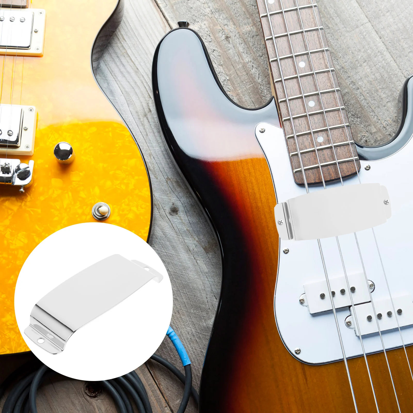 

The Pickup Bass Protection Cover Protective Guitar Accessories Silver Zinc Alloy Plate