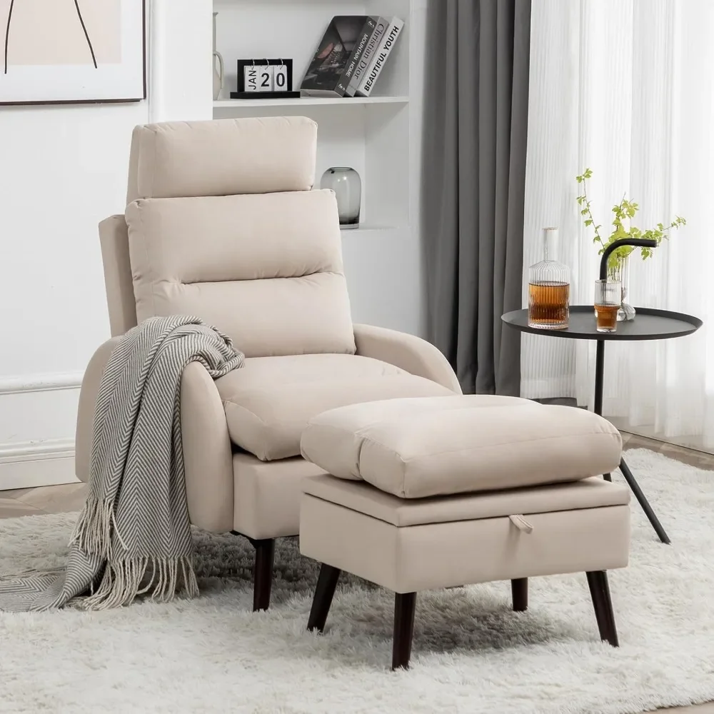

Accent Chair with Ottoman, Comfy Velvet Reading Chair and Ottoman Set, Oversized Lounge Armchair