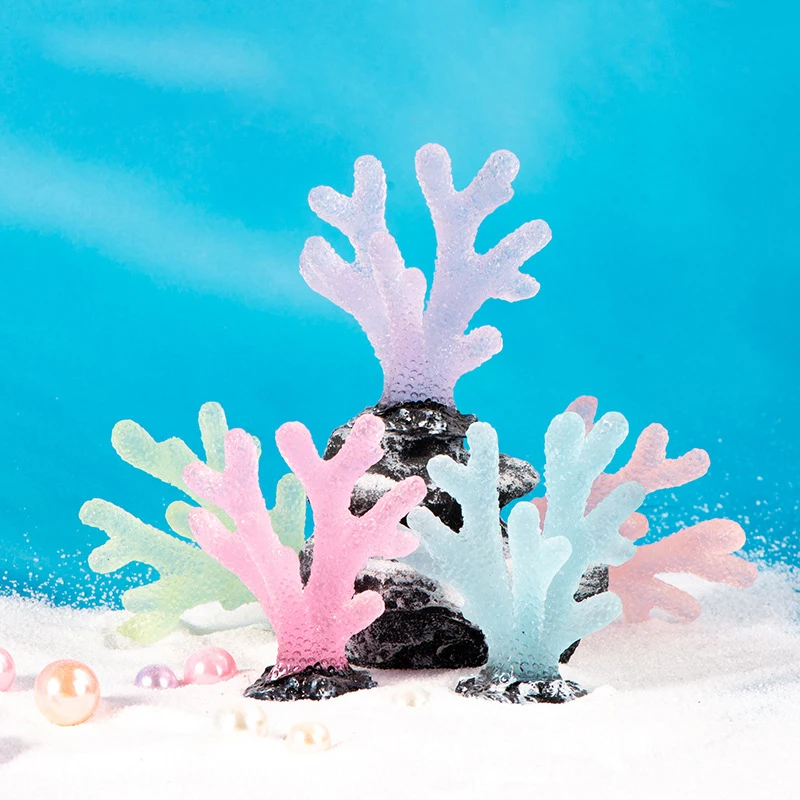 Resin Luminous Coral Figurines DIY Home Accessories Moss Microlandscape Decoration Fairy Garden Home Decor