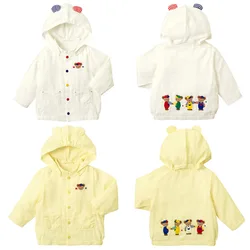 Summer New Children's Coat Cartoon Little Bear Letter Embroidered Hooded Coats Cardigan Air Conditioned Shirt Boys Clothes