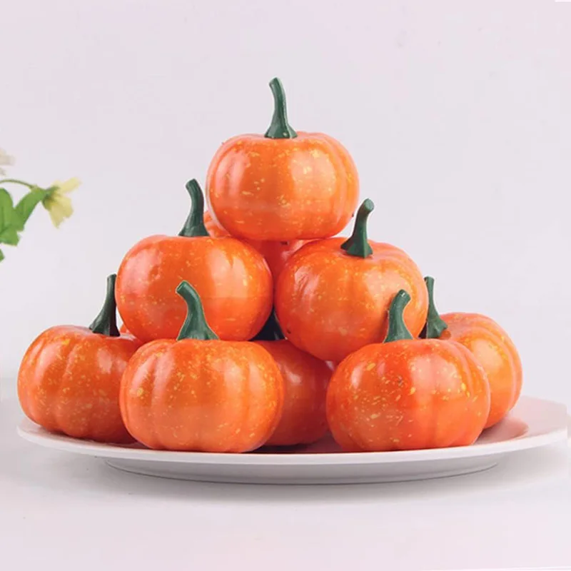 6/12 Stück Simulierter Kürbis 5,5 cm Kunststoff Halloween Familie DIY Dekoration für Partys und Festivals Mini Gemüsemodell TMZ – Detail 7