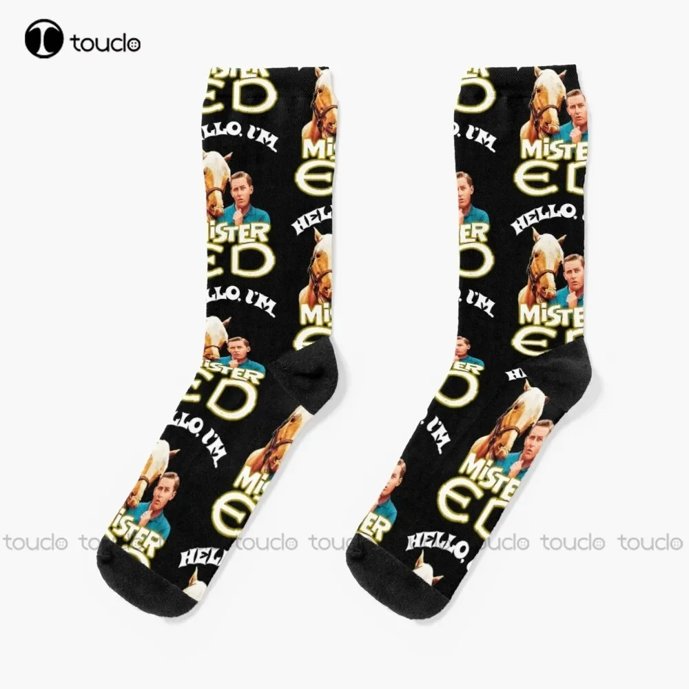 Hello I'M Mister' Ed And Wilbur Post Talking Horse Tribute Socks Mens Socks Unisex Adult Teen Youth Socks Christmas Gift Custom