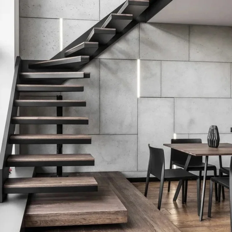 custom.Modern Central Certified Luxury Indoor Solid Wood & Steel L-Shaped Storage Stairs with Customizable Options