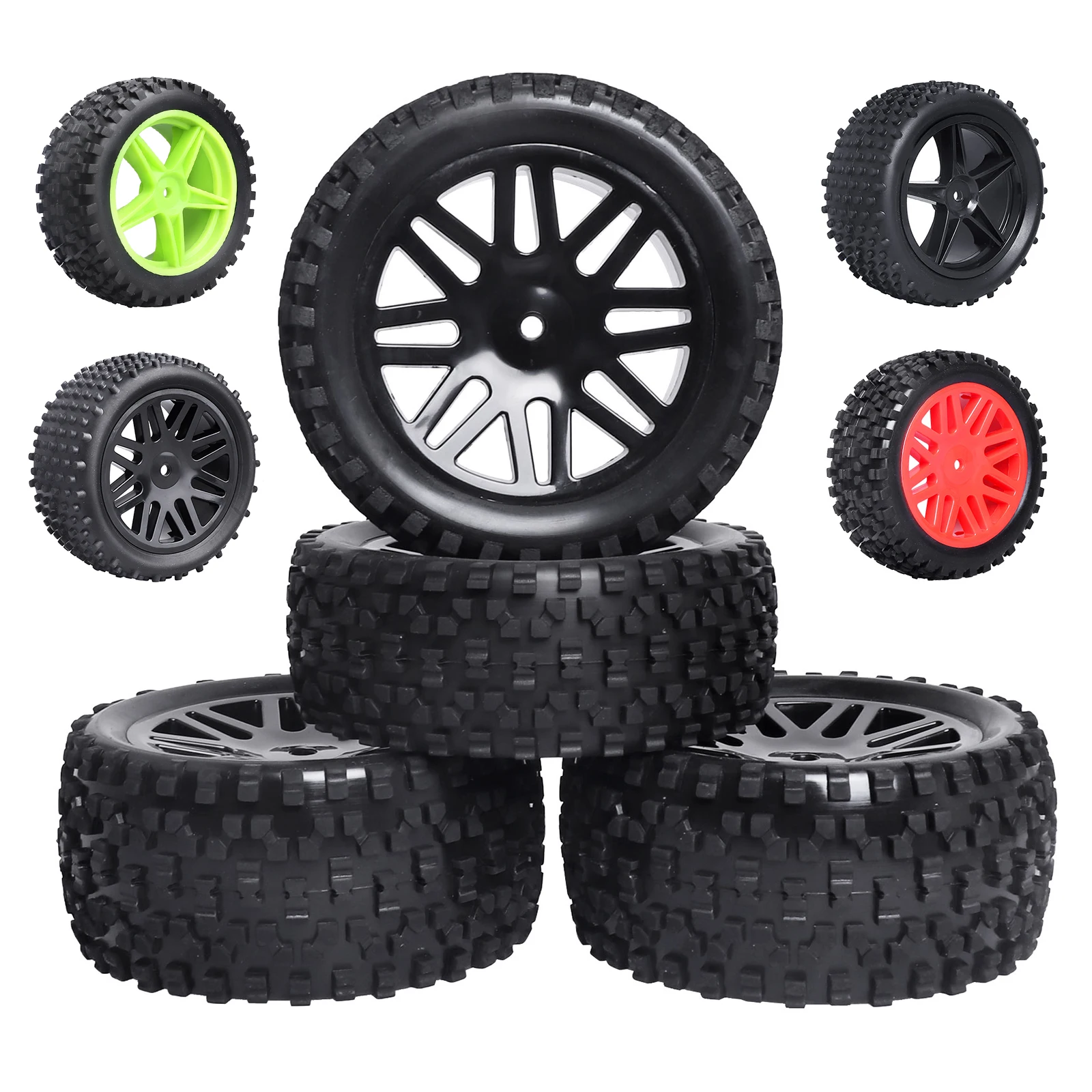 HobbyPark Non-Glued Buggy Tires for 1/10 Scale RC Off-Road Car, Set of 4