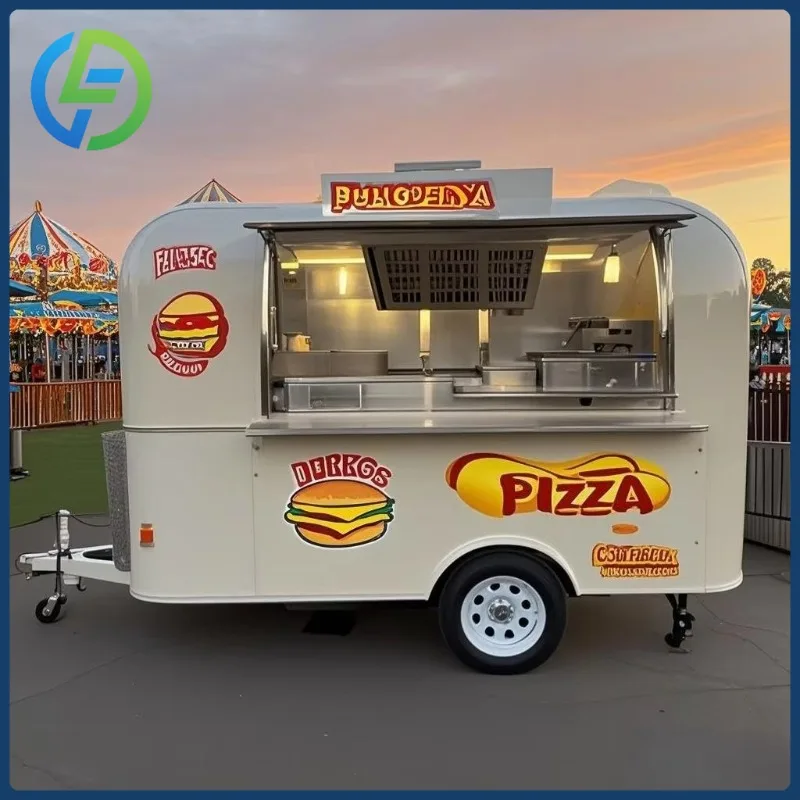 2025 تصميم جديد متنقل من الفولاذ المقاوم للصدأ مستدير للبيع عربة بيع القهوة مقطورة الطعام