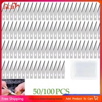 50pcs Knife DIY Wood Carving Fruit Food Scalpel Craft Sculpture Cutting Tool Metal Engraving Blades Knifes Wood Carving Disc