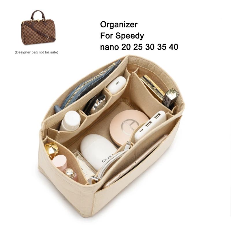 Saco nano-organizador rápido para as mulheres, saco cosmético, inserir bolsa adequada para 20, 25, 30, 35, 40, tote