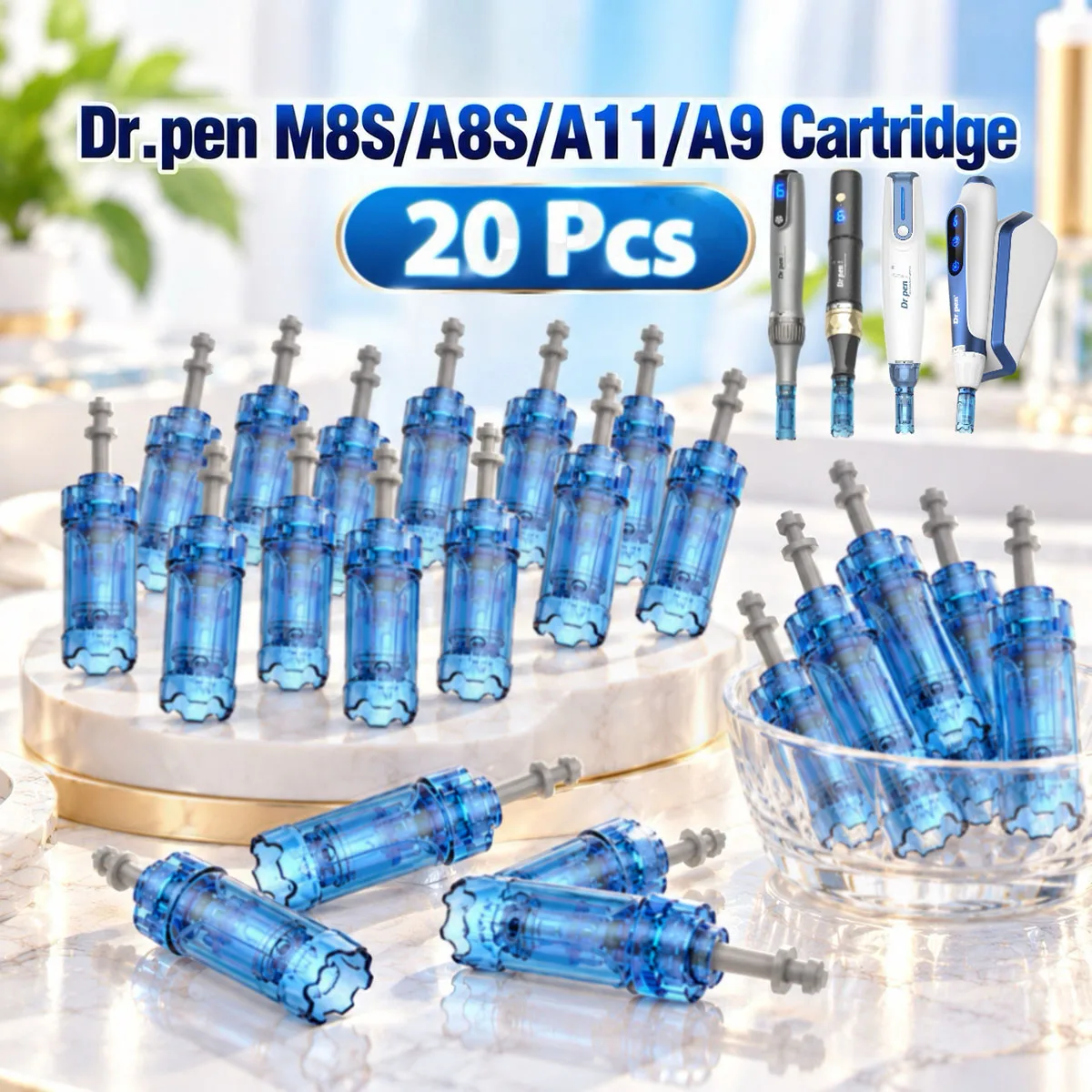 drpen-m8s-a8s-a11-a9用交換カートリッジ-20個入り、リフロー防止加工済み、025mm針
