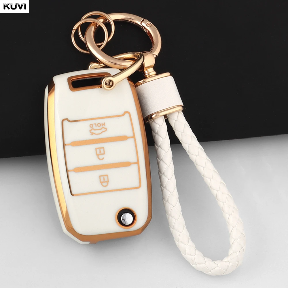 3 BTN TPU Car Flip Key Case Cover Shell For KIA Rio 3 K2 Ceed Cerato K3 K5 Sorento Sportage Soul K4 Picanto Optima Forte Stinger