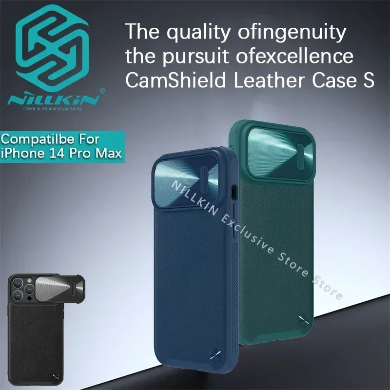 

Nillkin для iPhone 14 Pro Max/13 Pro Max/14 +/14 Plus CamShield кожаный чехол S объектив пружинный слайд защитный чехол чехол для телефона