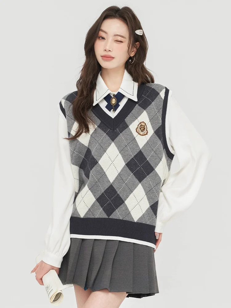 

Женский комплект для колледжа, жилет с бриллиантами, нижнее белье, свитер ранней весны, многослойный базовый слой, небольшой топ