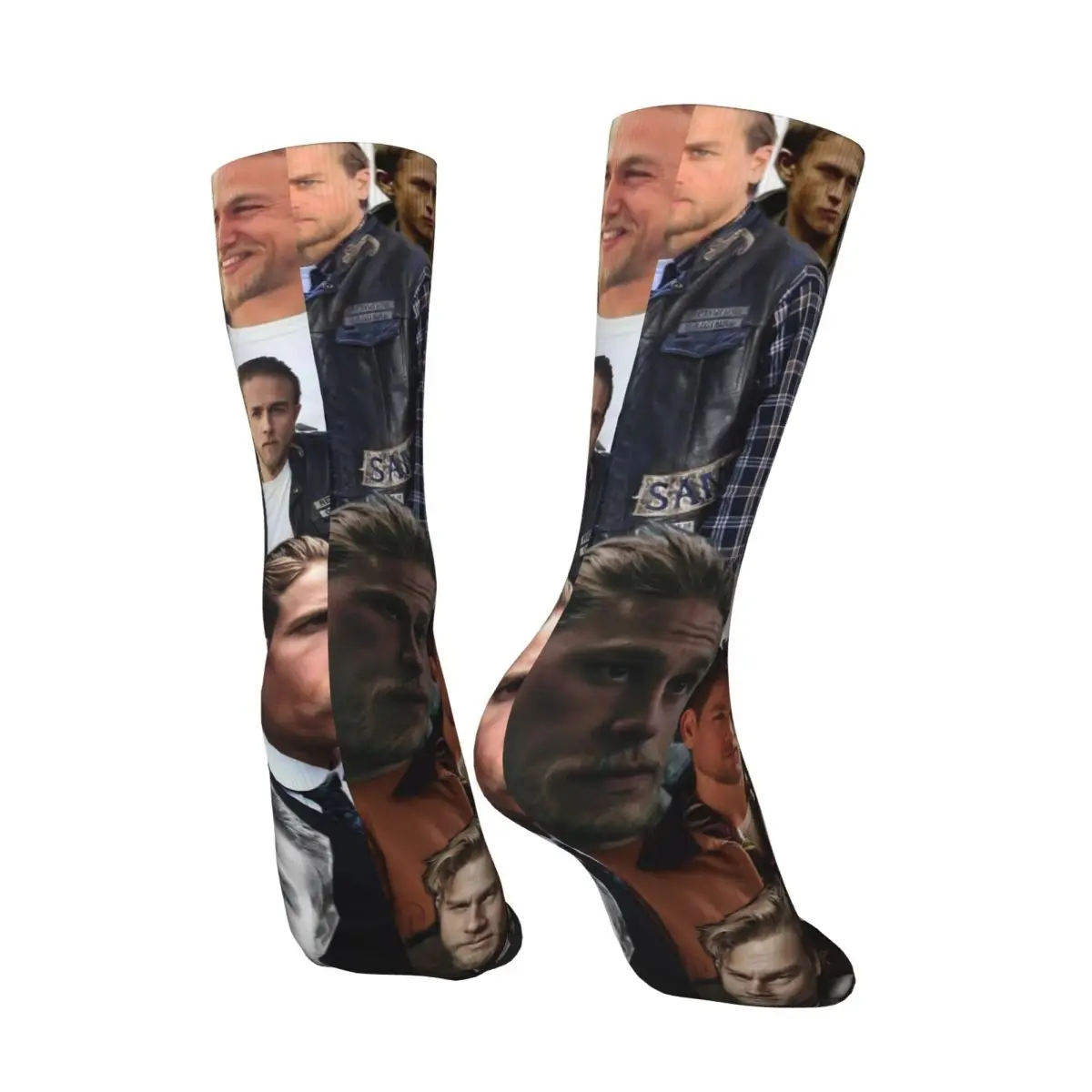 Charlie Hunnam Actor Photo Socks Retro Stockings Wanita Pria Kualitas Tinggi Kaos Kaki Bersepeda Musim Dingin Custom Anti Selip