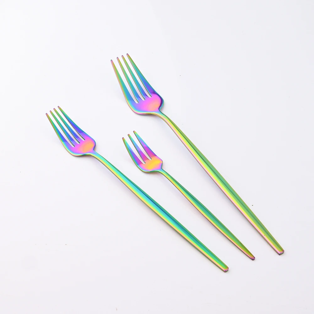 1pcs Flatwar Fork Knife Spoon Set Cutlery Tableware Dinning Rainbow Table Steel Kitchen Complete Dinner Set for Dropshipping