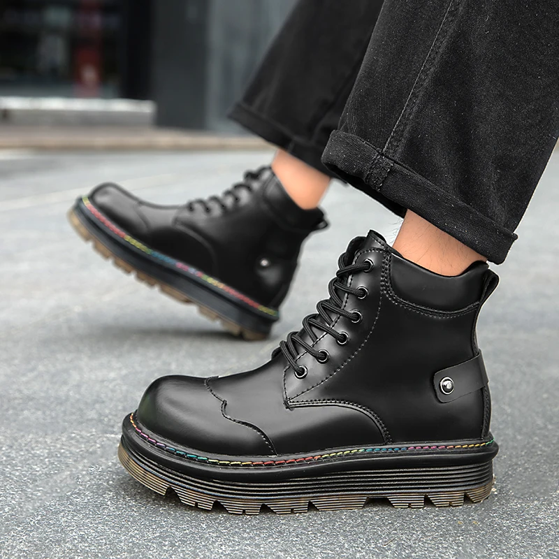 

High Quality Retro Men's Ankle Boots, British Business Casual Leather Shoes, Fashionable and Comfortable Thick Soled Work Boots