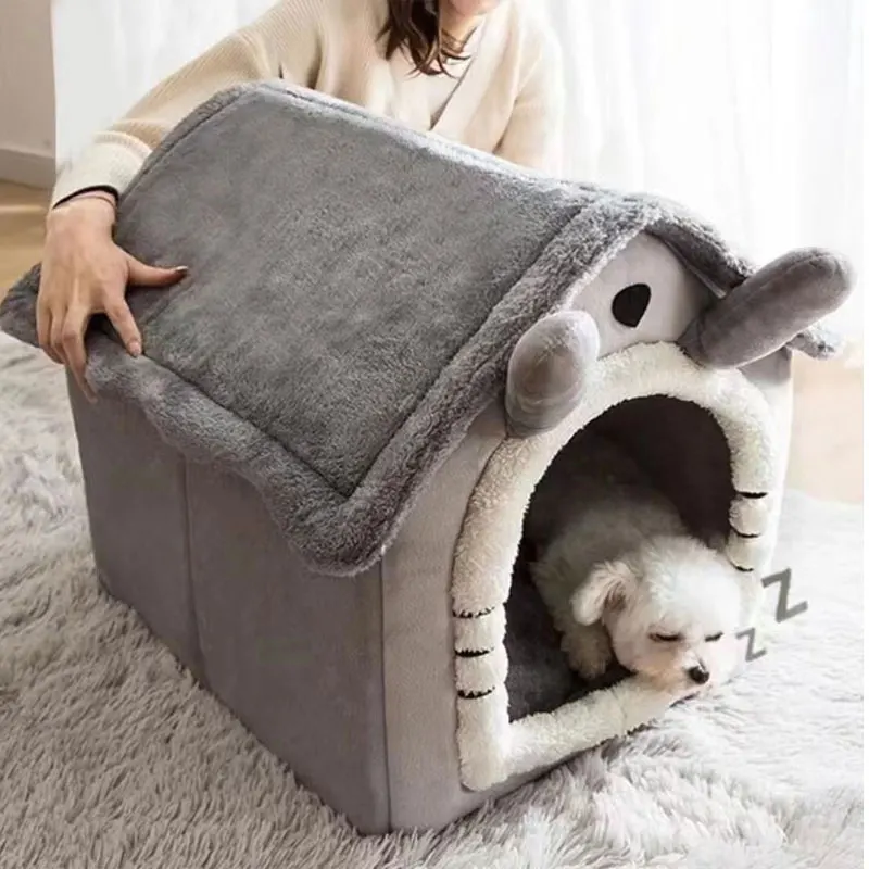 Faltbares Haustierhaus Abnehmbares Waschbares Katzenbett Indoor Warmes Hundebett mit Kissen Geeignet für Kleine Mittlere Große Haustiere – Detail 10