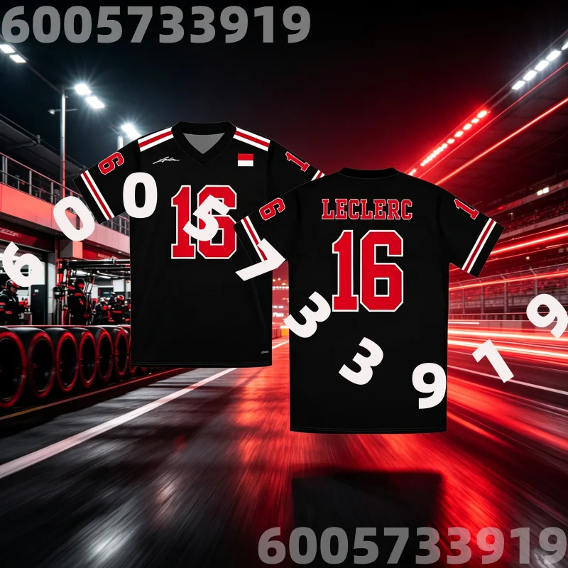 Unisex Tees Charles No.16 Leclerc Jersey Short Sleeve V-neck T-shirt Summer Design 3D Printing Men's Clothing Family Kids Tees