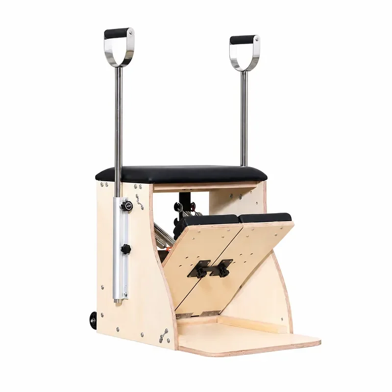 Maple Wood Pilates Wunda Chair with Steel Pole-Portable Multifunctional Pilates & Yoga Machine for Home Gym