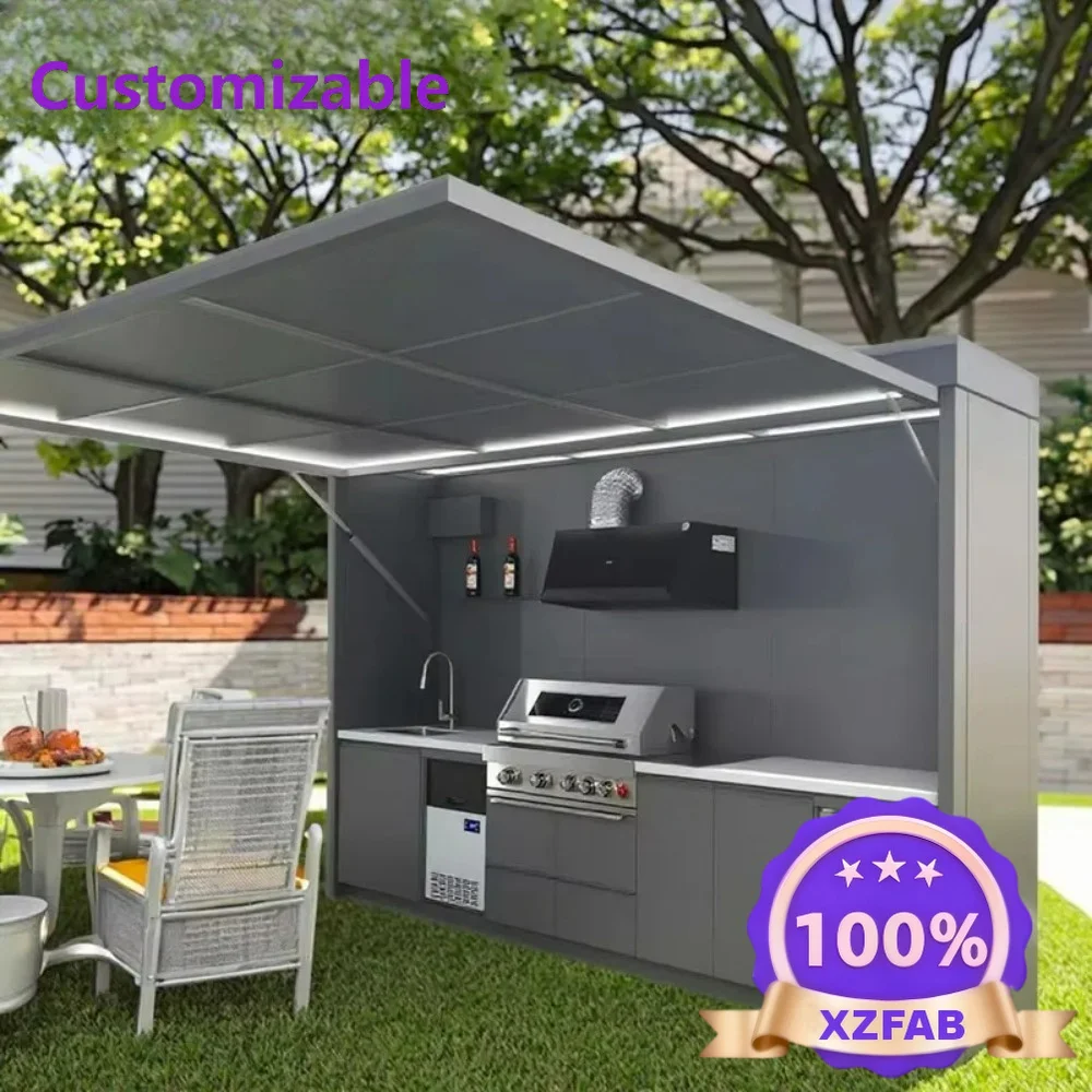 Factory Direct 2026 Customized Modular Outdoor Kitchen Island Premium Modular 304 Stainless Steel Outdoor Kitchen Cabinets