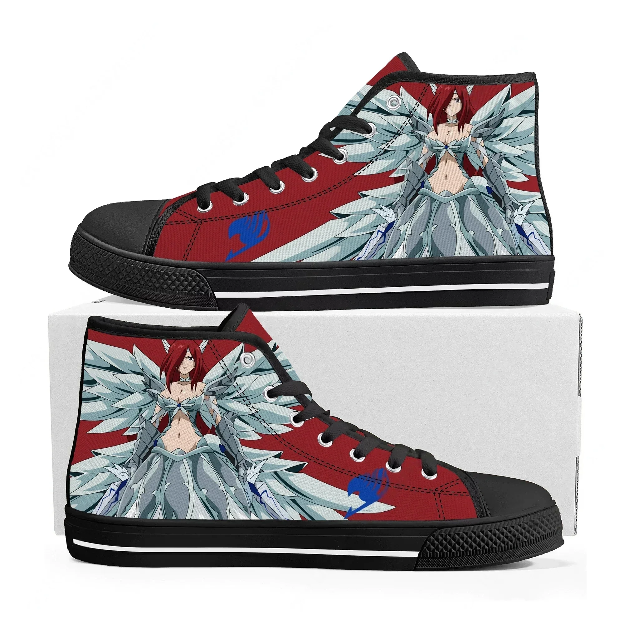 

Кроссовки Anime Fairy Tail Erza Scarlet, высокие кеды, высококачественные мужские и женские кеды из канваса, повседневная обувь для пар, обувь на заказ