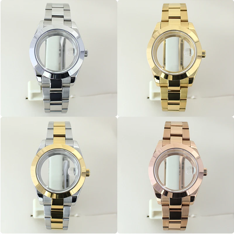 

39mm 36mm NH35 Watch Case Bevel Edge Bezel Sapphire Glass For NH34 NH35 NH36 NH38 4R36 Miyota 8215 Movement Solid Steel Bracelet