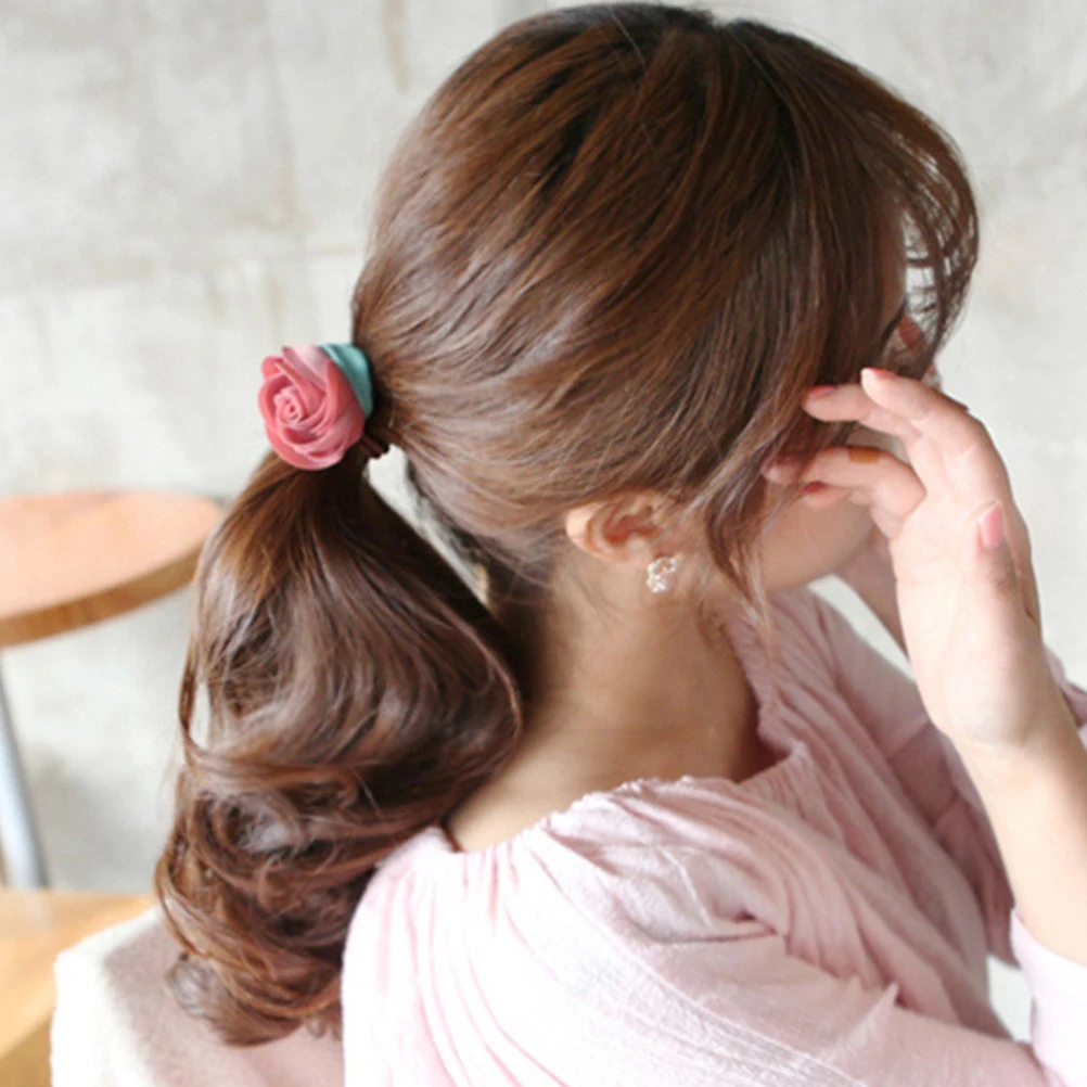 

5 Pcs Rose Hair Tie Ponytail Ropes Ties Accessories Band for Girls Korean Fashion Miss