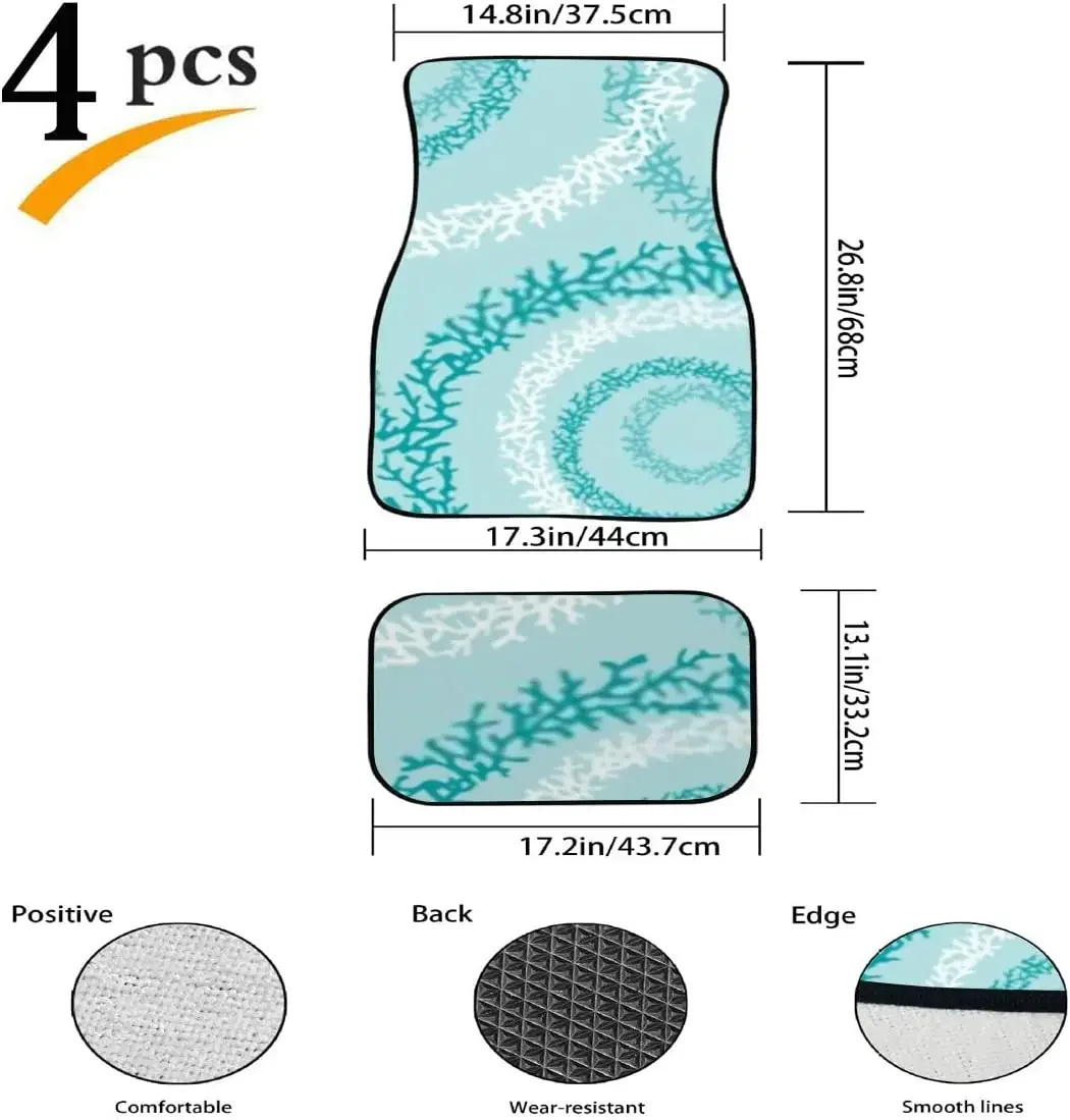 Car Floor Mats Coral Circles Print Design Carpet Car SUV Truck Floor Mats 4 Pcs, Car Accessories