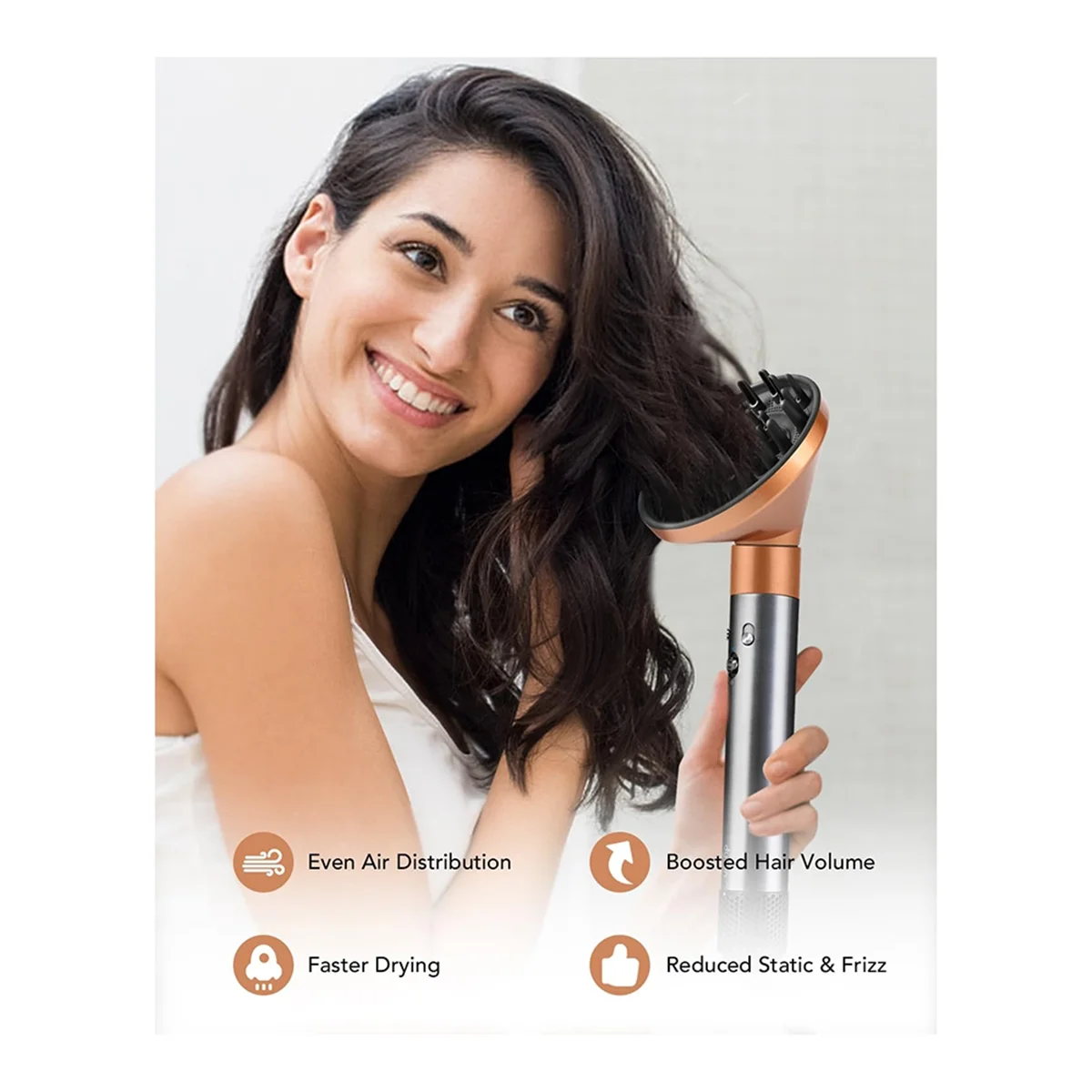 ดิฟฟิวเซอร์และแปรงเพิ่มวอลลุ่มกลมขนาดใหญ่เข้ากันได้กับ Dyson Airwrap HS05, HS01 - ของขวัญความงามในอุดมคติ