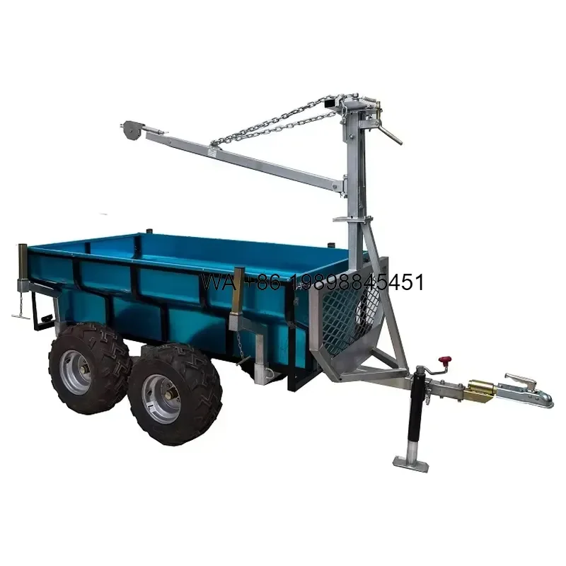 Wmwmnu Hot Sale Large Log Capacity Timber Trailer for ATV with Trailer Box and Crane