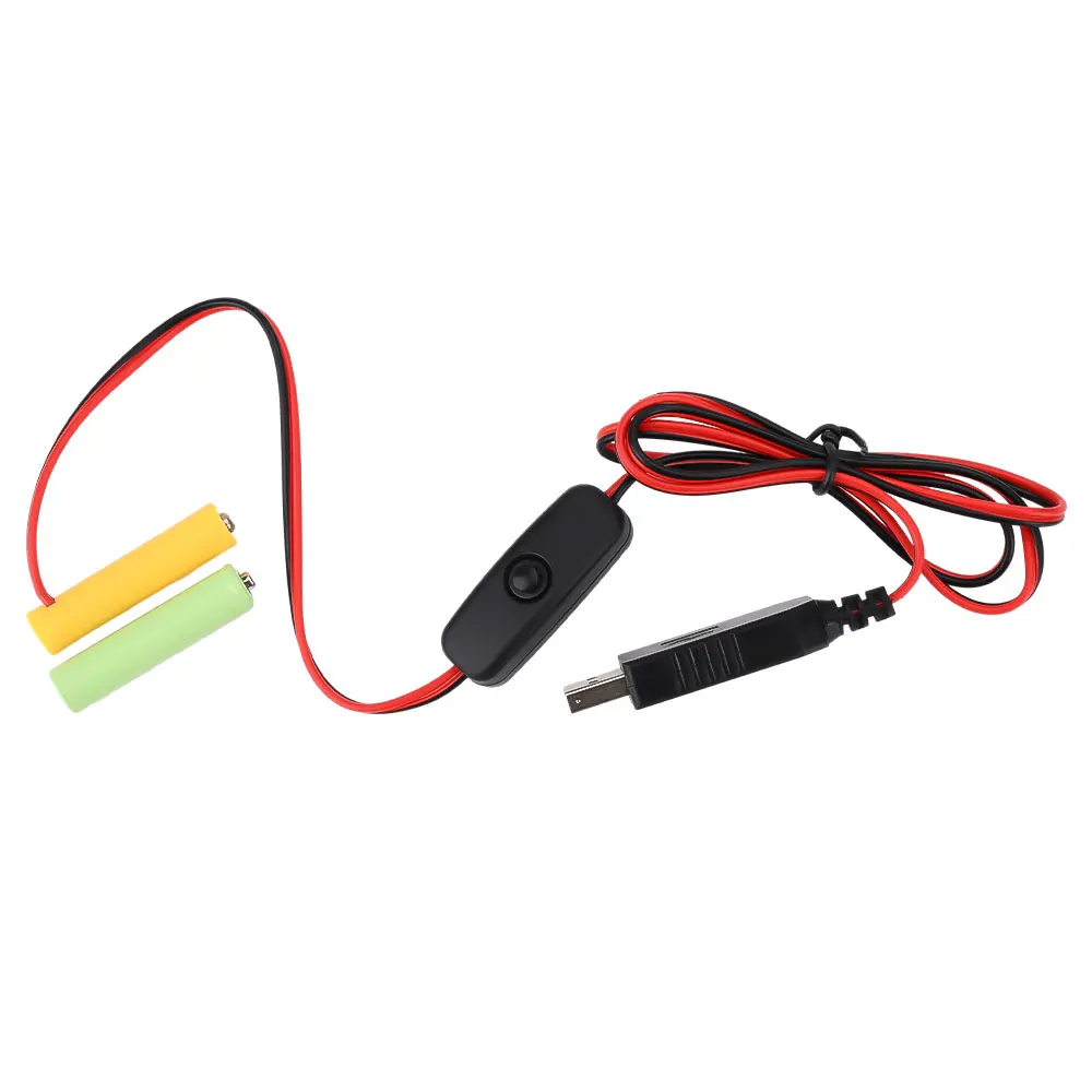 Universal 3/4.5/6V AA AAA Battery USB Power Supply Replaced AA/AAA Battery Replacement Cable for Clock Toy Light LED With Switch