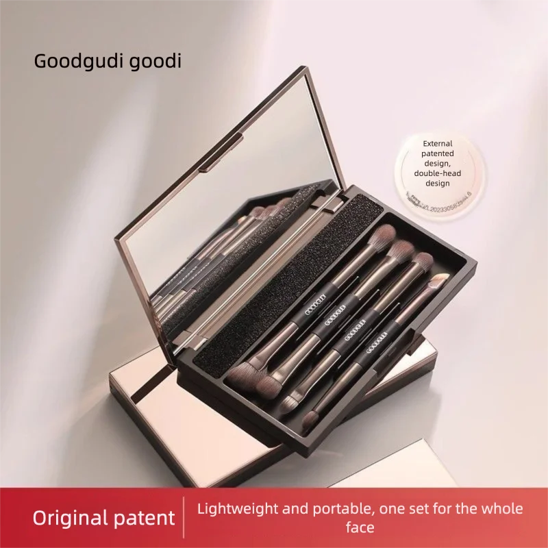 Gudi Makeup Brush Set, Complete Set Of Double-head Brushes, Portable Storage Box, Contouring And Nose Shadow Blending Brushes