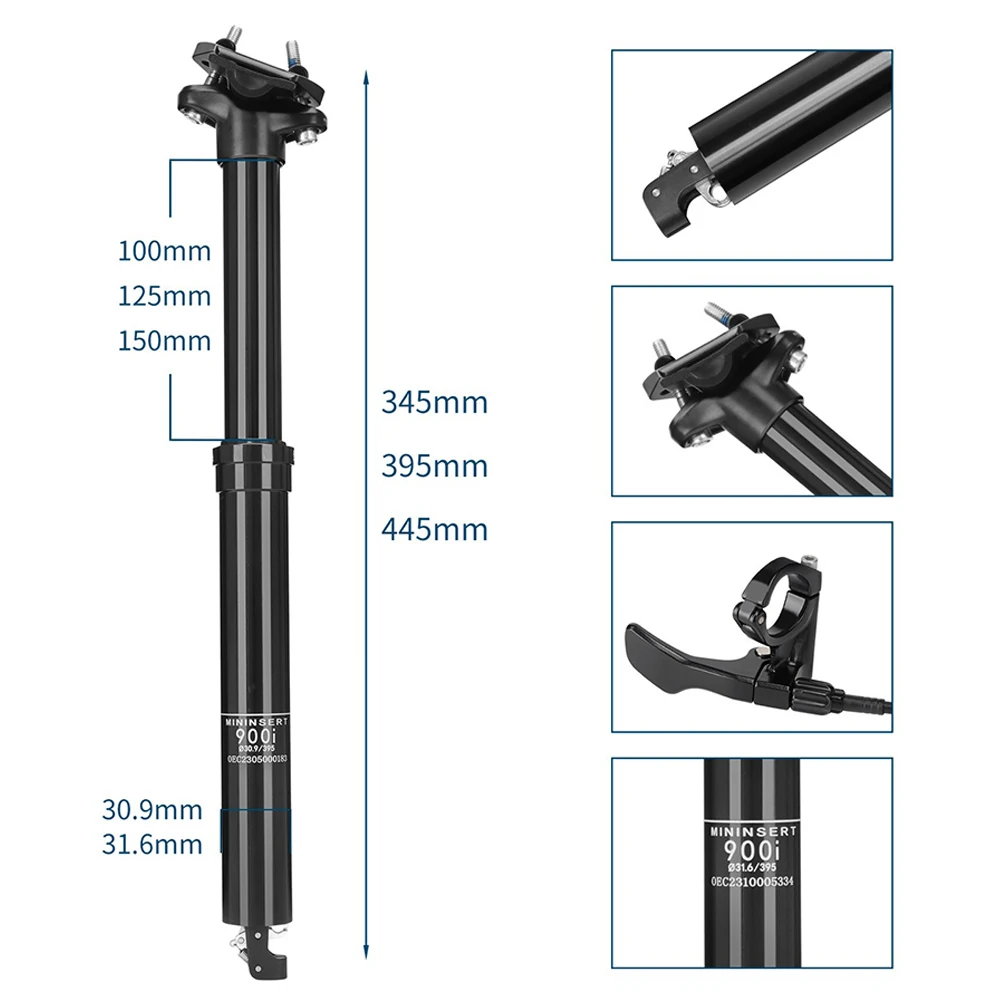 

900i Dropper Seatpost 30.9/ 31.6mm Remote Control Dropper Post With Lever Kit And Cable In Housing, Mountain Bike Seat Post