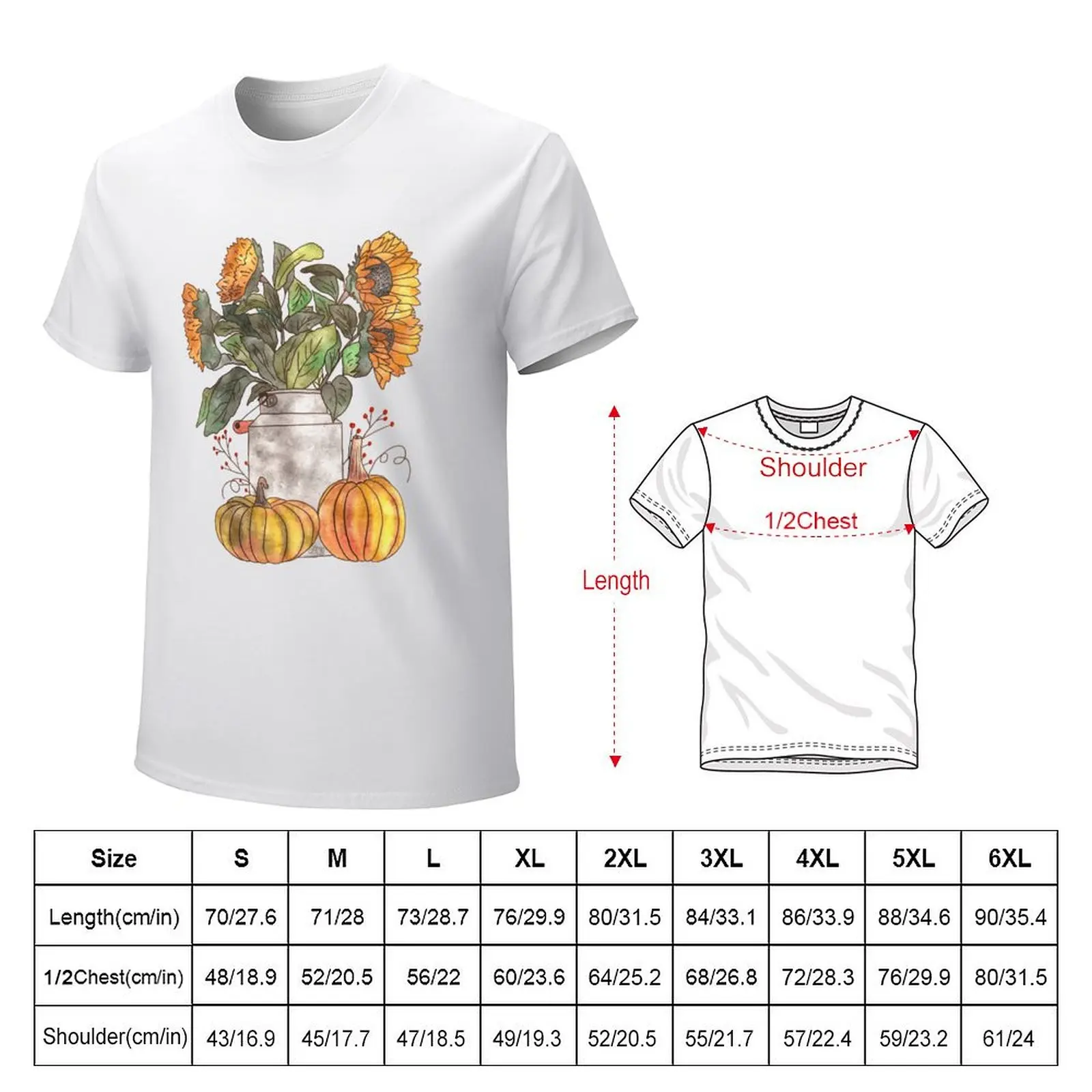 Pumpkins with Sunflowers in Milk Can T-Shirt graphics sports fans boys animal print mens cotton t shirts