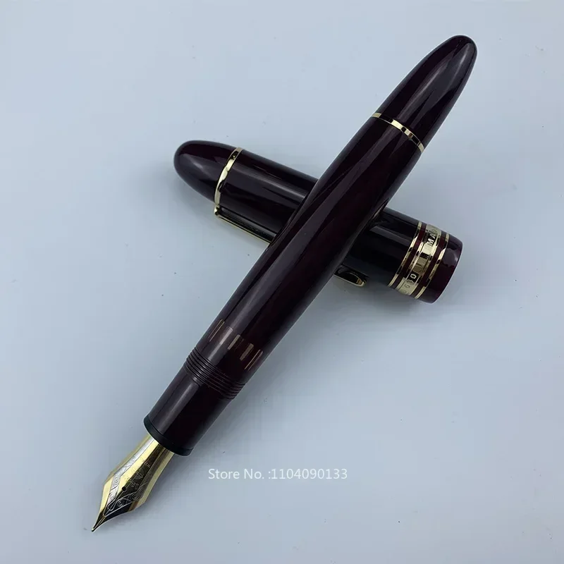 Imagem -03 - Wingsung Junlai 630 Pistão Suave Enchimento Caneta Tinteiro Plana Resina No.8 Nib com Clipe Dourado Escrita Suave Escritório Nova Caneta