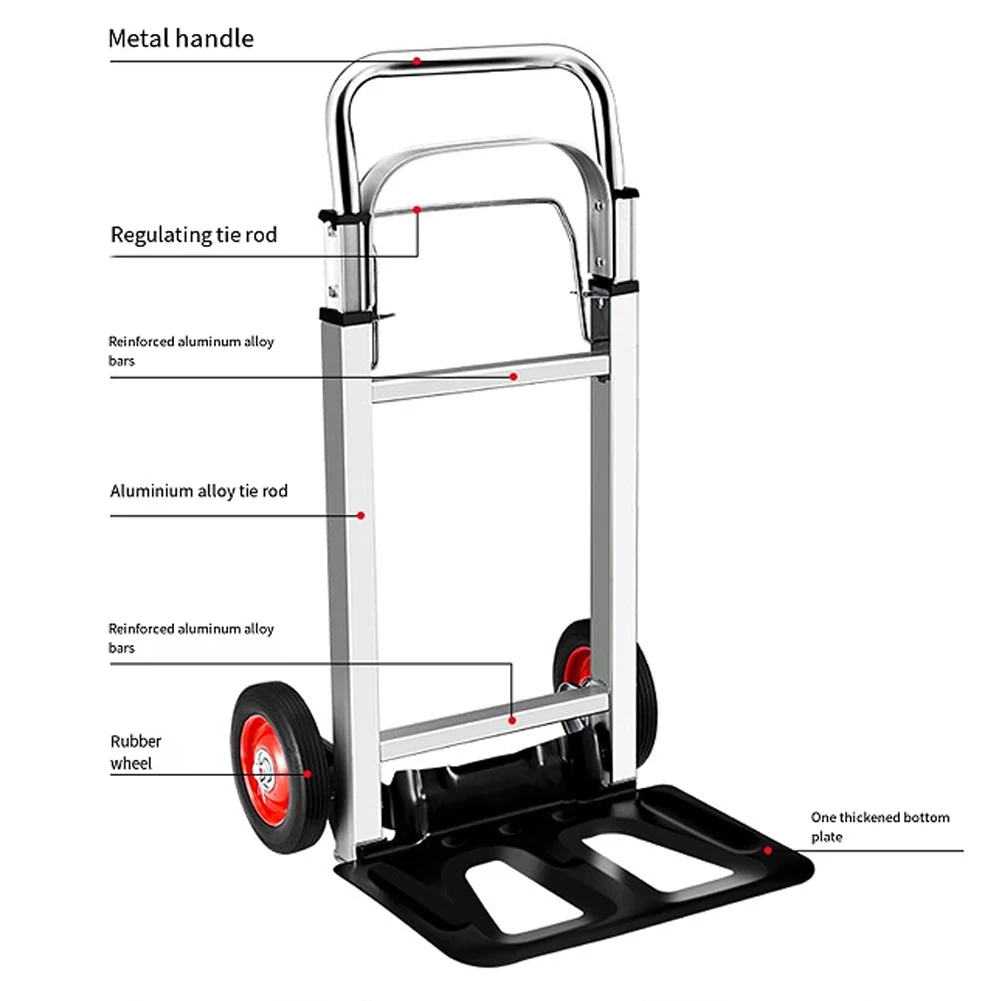 للطي كيس شاحنة المحمولة دوللي عربة طويلة تصغير مقبض الألومنيوم تتحرك عربة عدم الانزلاق للتحرك والسفر #4