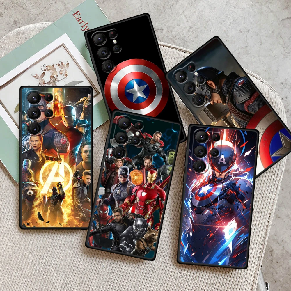 

Marvel America Captain Cool For Samsung Galaxy S24 S23 S22 S21 S20 FE S10 S10E Plus Ultra Pro Lite 5G Black TPU Phone Case