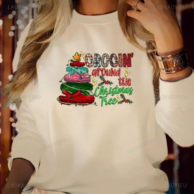 Crocin Around The Christmas Tree Lights Sweatshirts Festive Season Funny Gift Costume Family Merry Xmas Jumper Hoodie