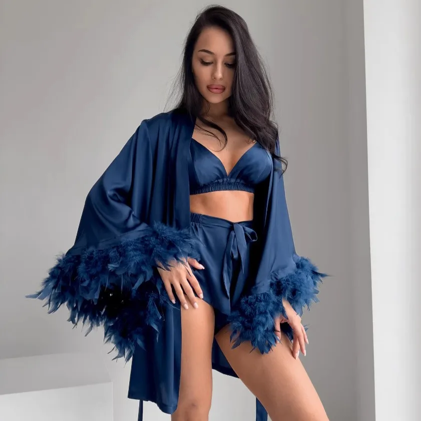 Thin Shorts Set European and American Style with Autumn Hotel Bath Loungewear Lightweight No Collar Home Loungewear for Women