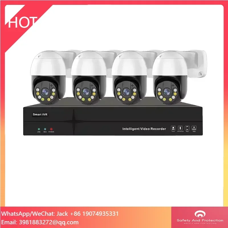 

Комплект 4-канальных купольных IP-камер 3MP/5MP с двусторонней аудиосвязью, поворотной системой видеонаблюдения, водонепроницаемый, 4K POE NVR комплект
