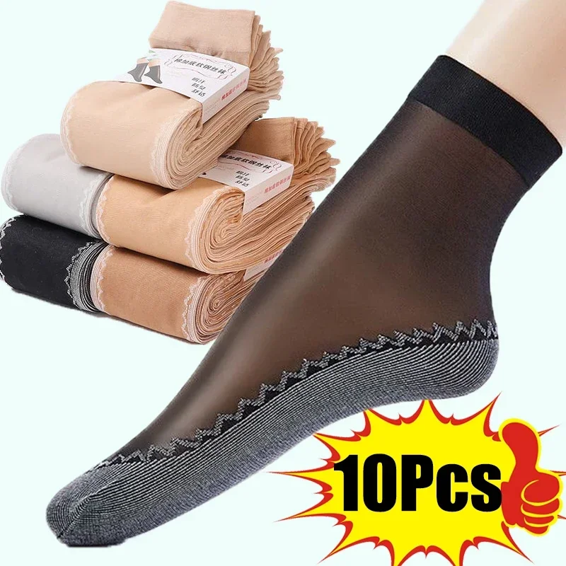 10 sztuk koronkowe ultracienkie skarpetki damskie letnie oddychające jedwabne skarpetki kobiece siatkowe elastyczne antypoślizgowe dolne splot kostki krótkie Sox