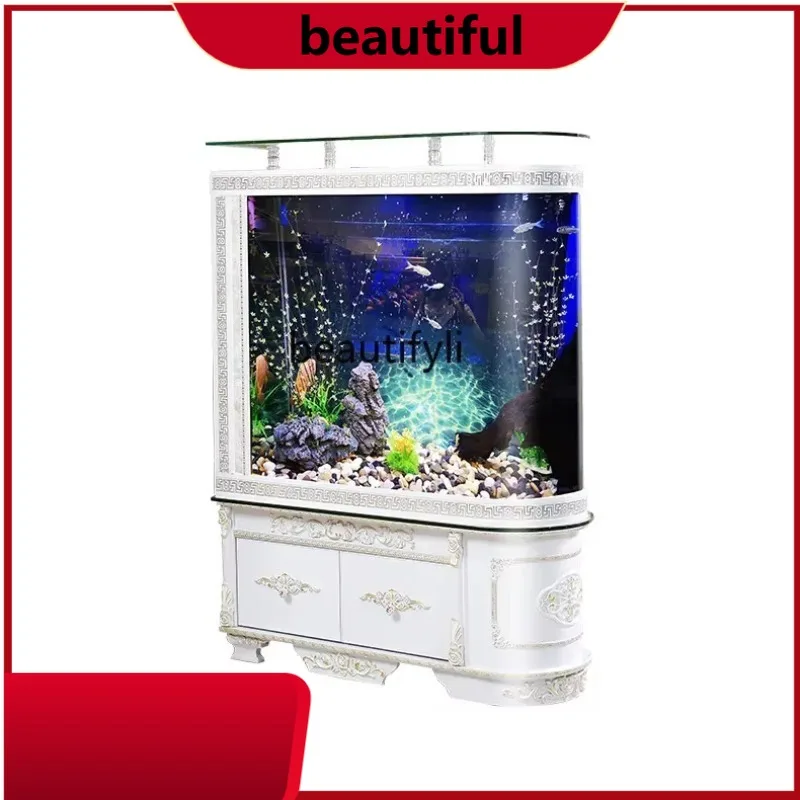 Bullet Glass Aquarium Medium and Large 1.2 M U-Shaped Living Room Fish Tank Bar Ecological Landscape Floor Fish Tank H