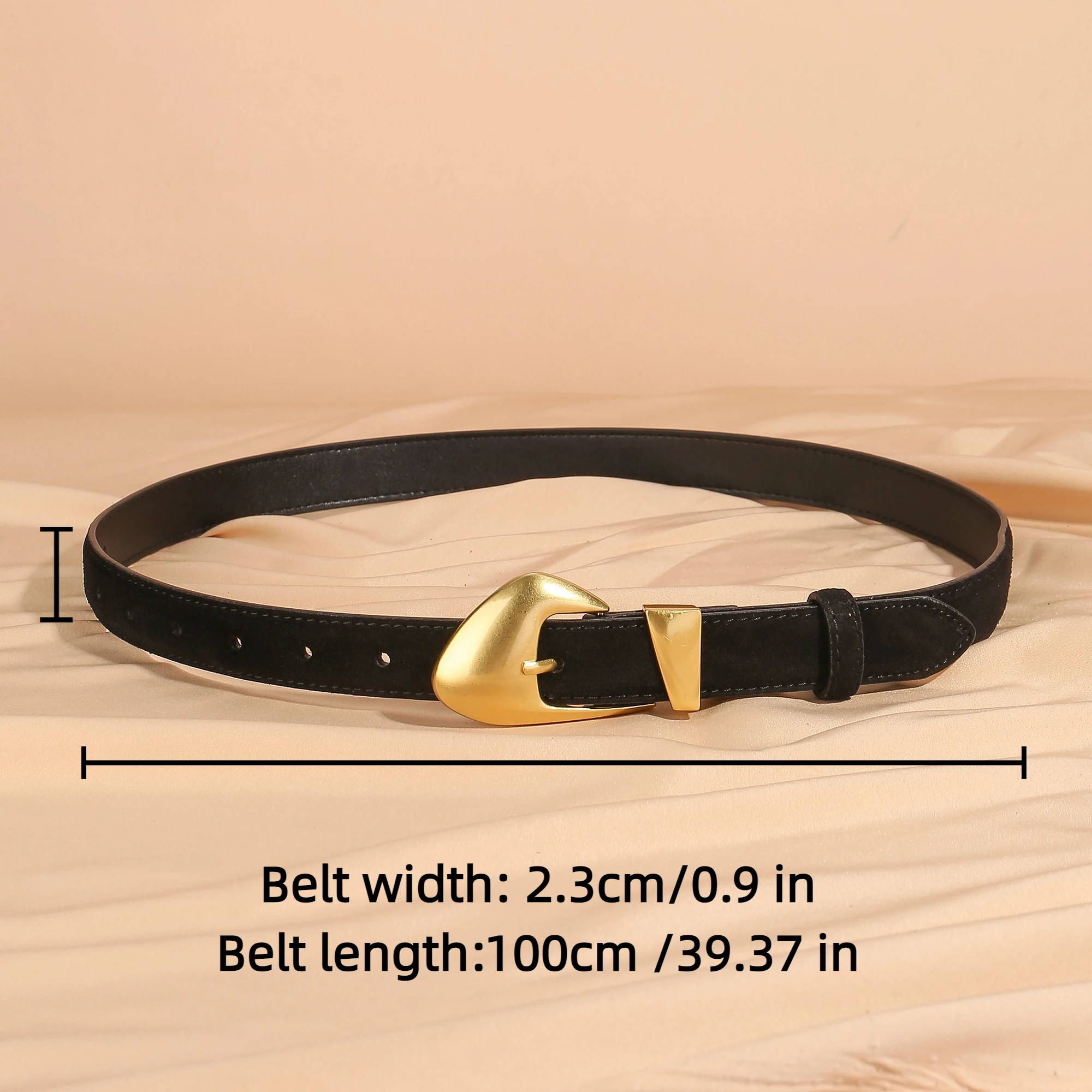 여성용 천연 가죽 벨트 빈티지 스타일, 고급 스웨이드 허리 벨트 2.3cm 폭 캐주얼 바지 청바지 드레스 외투용