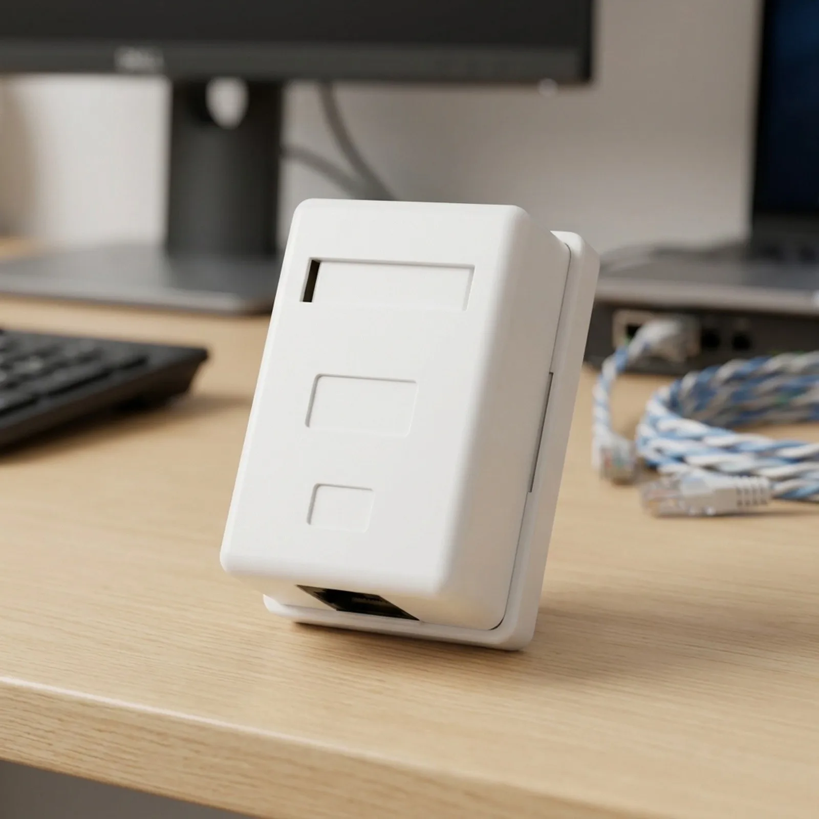 Single Port Network Box Network Wall Plate ABS Heat Resistant Material Gold Plated Contacts Compact Design With Screws