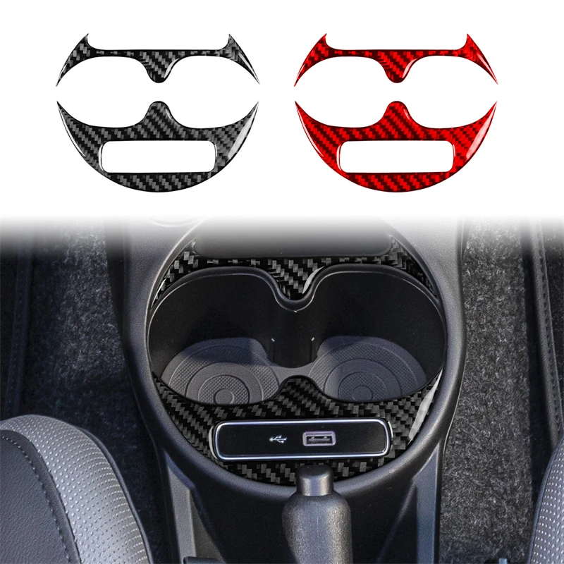 Real Soft Carbon Fiber Sticker For Fiat 500/Abarth 595/695 2016 2017 2018 2019 2020 2021 2022 2023 2024 LHD RHD Cup Holder Trim