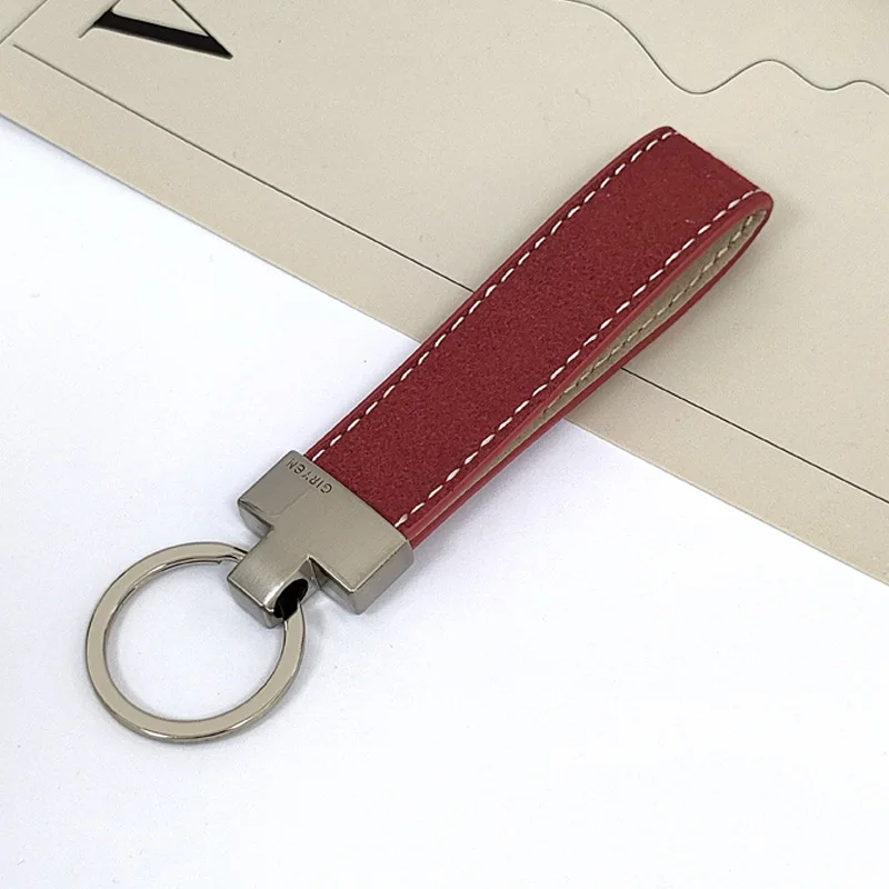 Personalisierter Logo-Wildleder-Auto-Schlüsselanhänger, blanko, lasergraviert, Auto-Leder-Schlüsselanhänger, personalisierte Rindslederketten