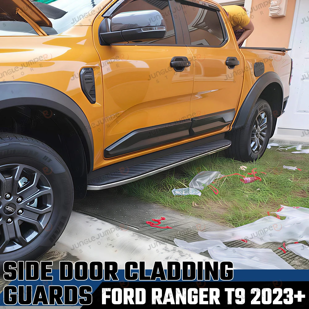 Side Door Cover Body Cladding For Ford Ranger Next-Gen T9 2023+Double Cab Protector Cover Trim Wildtrak XLT XLS Car Accessories