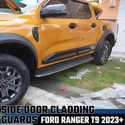 Side Door Cover Body Cladding For Ford Ranger Next-Gen T9 2023+Double Cab Protector Cover Trim Wildtrak XLT XLS Car Accessories