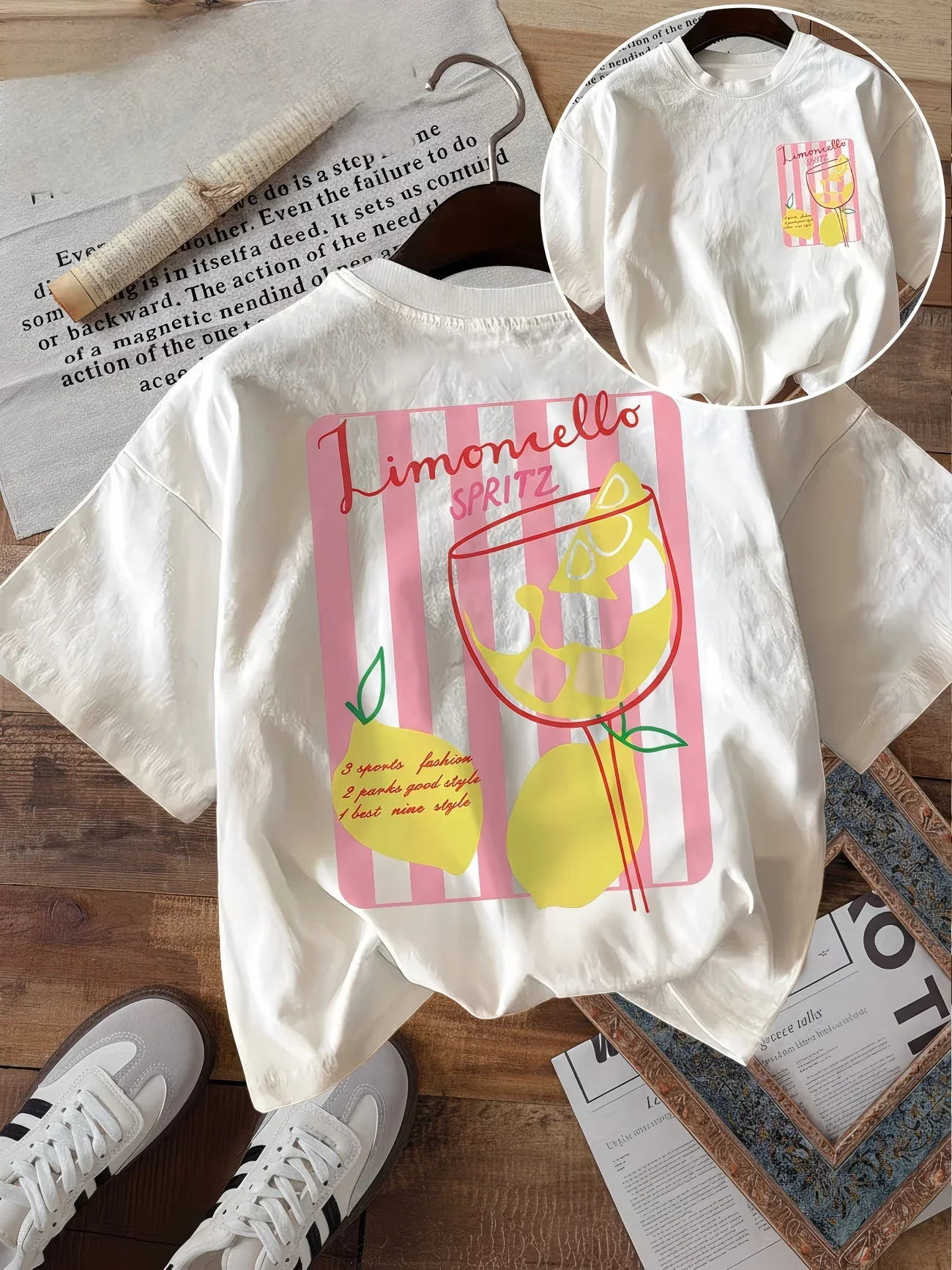 

Limoncello Spritz Graphic T-Shirt Women Italian Summer Cocktail Tee Amalfi Coast Vintage Aesthetic Retro Casual Loose Top